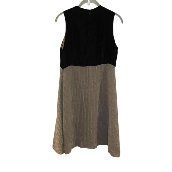 Neiman Marcus Siri‎ 90s Vintage Brown Velvet Striped Silk Empire Mini Dress 6 - Picture 2 of 6